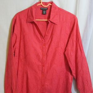 Jacket Tunic Top Brick Red Embroidered Long Slv L